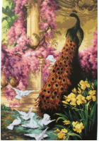 Obrázok pre Gobelin Orchidea Páv a hrdličky v záhrade